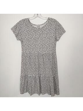 Old Navy Girls Black White Floral Cotton Tiered Dress XL 14 16